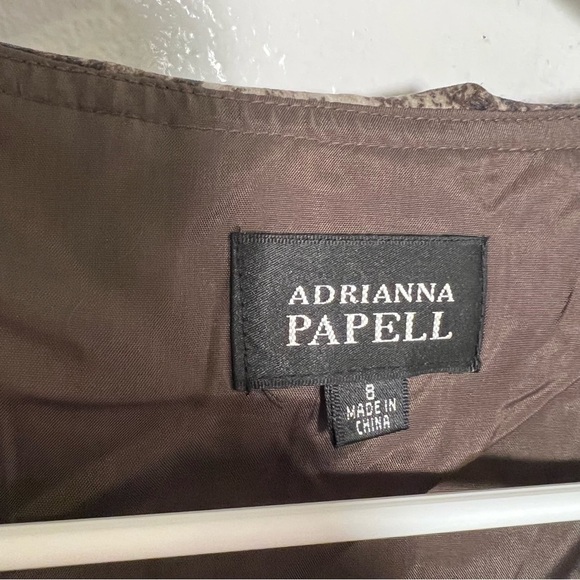 Adrianna Papell Sleeveless Sheath Dress Brown Ruffle - Picture 8 of 12